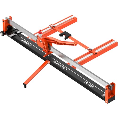 Mempa 48 Inch Manual Tile Cutter with Cutting Guide, Tungsten Wheel and Dust-Sealed Roller, Heavy-Duty Steel Rail Cutter for Ceramic & Porcelain