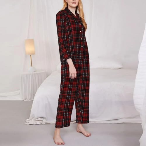 Ensemble de pyjama à manches longues femmes imprimé écossais idée cadeau idéal - 3