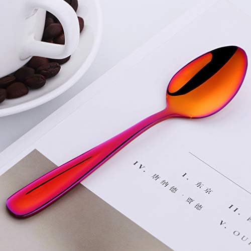 SBOMHS Łyżeczki do herbaty kolorowe łyżeczki do kawy 13,5 cm małe łyżeczki ze stali nierdzewnej łyżeczki do espresso 8 sztuk łyżeczki deserowe Mini Teaspoons metalowe łyżeczki do mokki