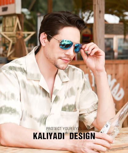 Image of KALIYADI Polarized Aviator-Sunglasses-for-Men Women Mens-Sunglasses: Lightweight Polit Sun Glasses Upgraded UV400 for Driving