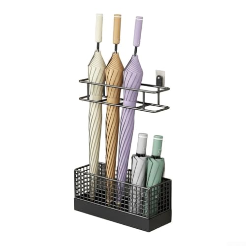 Portaombrelli da parete con funzione salvaspazio e materiale ABS impermeabile, dotato di serbatoio d'acqua rimovibile per un facile drenaggio (bianco)