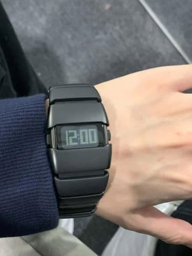 Image of DREALEX Futuristic Matte Black Integrated Digital Watch for Men