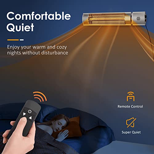 Outdoor Heaters For Patios - 1500W (5118Btu) Electric Patio Heater - Infrared Heater With Remote Control (Silver) #TOP3