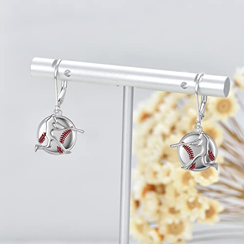 Dorunmo Baseball Earrings 925 Sterling Silver Softball Leverback Earrings Baseball Mom Earrings Softball Fan Jewelry Baseball Player Christmas Gifts For Women Girl Fan (With Gift Box) #TOP5