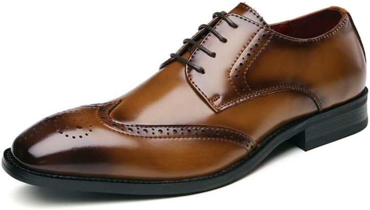 Sapatos sociais masculinos de couro legítimo, sapatos Derby com cadarço estilo britânico