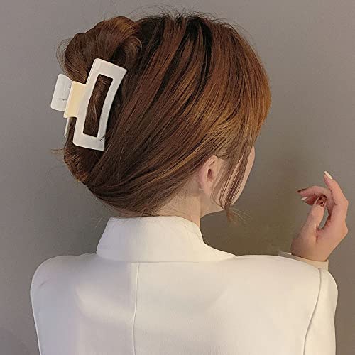 6Pcs Big Hair Claw Clips Nonslip Large Claw Clip For Women Thin Hair Cute Jaw Hair Clips For Women Hair Claws Barrettes Ponytail Holder Hair Accessories,White #TOP1