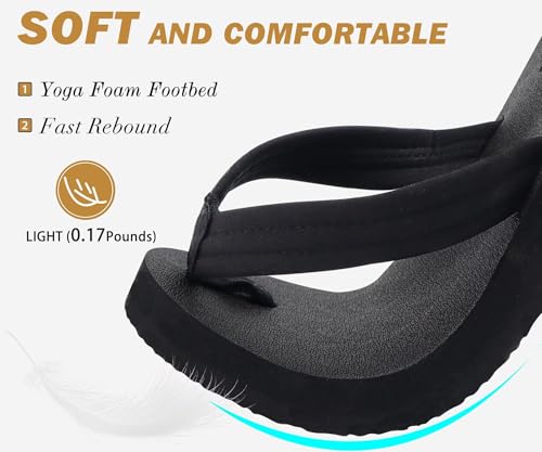 Image of KuaiLu Womens Arch Support Flip Flops Ladies Comfort Lightweight Soft Yoga Mat Cushion Walking Thong Sandals
