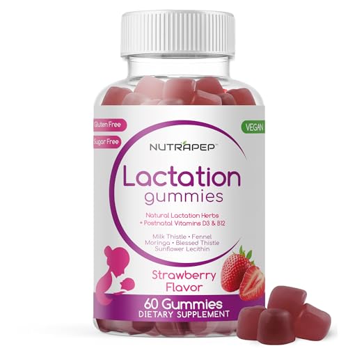 Image of NutraPep Lactation and Postnatal Support Gummies - Milk Production Supply Increase Supplements for Breastfeeding Women - with Vitamins D3 B12 Milk Thistle Fennel Seed Moringa Sunflower Lecithin