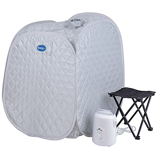 Durasage Personal Foldable Steam Sauna For Relaxation At Home, 60 Minute Timer, 800 Watt Steam Generator, Chair Included - Silver #TOP7