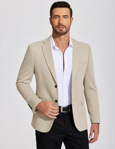 COOFANDY Men’s Casual Blazer Jacket Slim Fit Sport Coat Fashion Suit Blazer Light Khaki, M