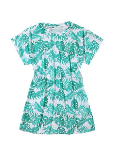 Image of Milumia Girl's Tropical Print Mesh Sheer Coverups Bikini Swimsuit Cover Up