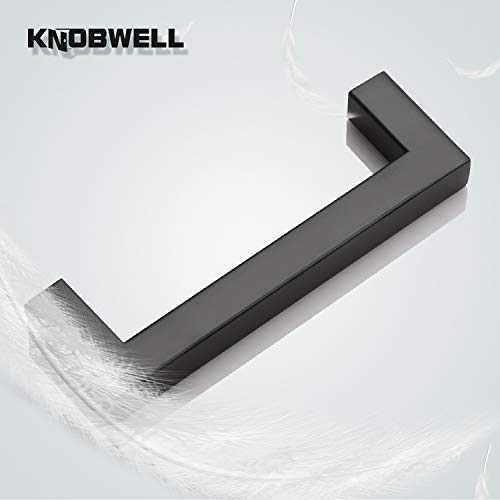 Knobwell 10 Pack 4 Inch Stainless Steel Cabinet Pulls Kitchen Cabinet Handle, Matte Black Kitchen Cupboard Handles Hole Distance 4", Overall Length 4-1/2", Width 1/2" #TOP6