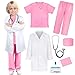 GIFTINBOX Doctor Costume for Kids Doctor Lab Coat for Kids Real Stethoscope, Halloween Doctor Lab Costumes for Kids age 3-12