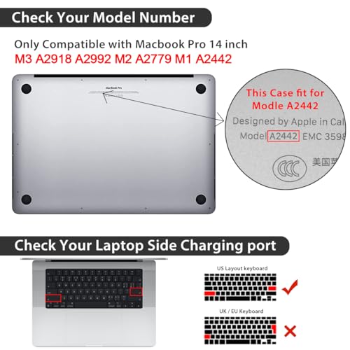 Funda rígida MacBook Pro 14 A2992 A2779 acabado premium con protector de teclado 2