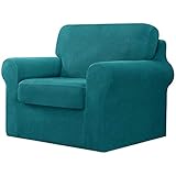 CHUN YI 3 Piece Stretch Armchair Sofa Cover, 1 Seater Couch Slipcover with One Separate Backrest and...