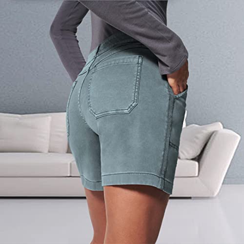 Gym Shorts Women Hiking Shorts With Pockets Summer Casual Plus Size Athletic Shorts Chino Bermuda Short Pants High Waisted Running Jean Shorts Stretch Twill Shorts Women 6 Inch Pull On Blue Xxxxl #TOP5