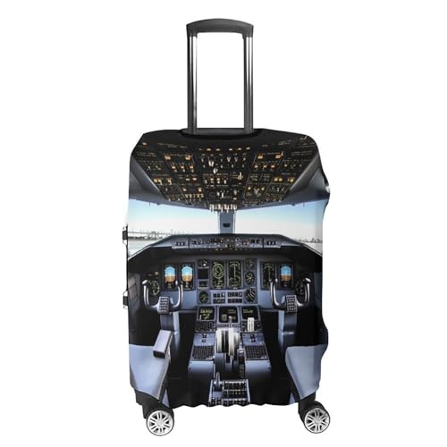 Airplane Cockpit Elastic Luggage Cover Suitcase Protector for 19-32 Inch Suitcases | Universal Stretchable Travel Bag Cover | Anti-Scratch, Washable with Zipper Closure M4