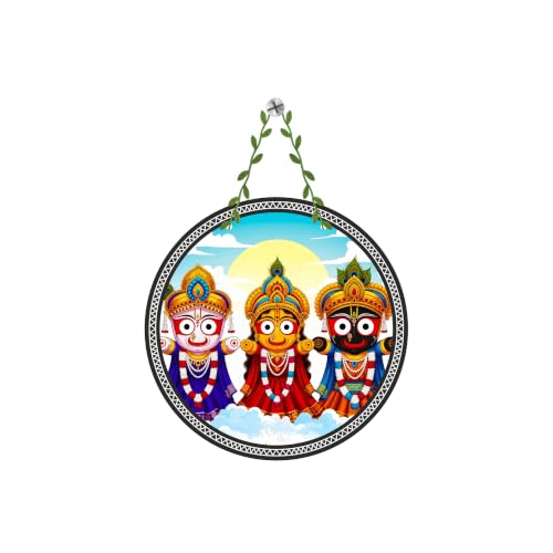 Image of Decorative Wooden Wall Hanging Traditional Indian Deities Design for Home Decor, WH40