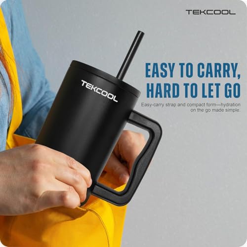 Image of Tumbler with lid and Straw 1200ML Cup Stainless Steel Hot and Cold with Handle and Lid 2 Straw Vacuum Insulated Tumbler for Water, Iced Tea or Coffee Office Gym Travelling