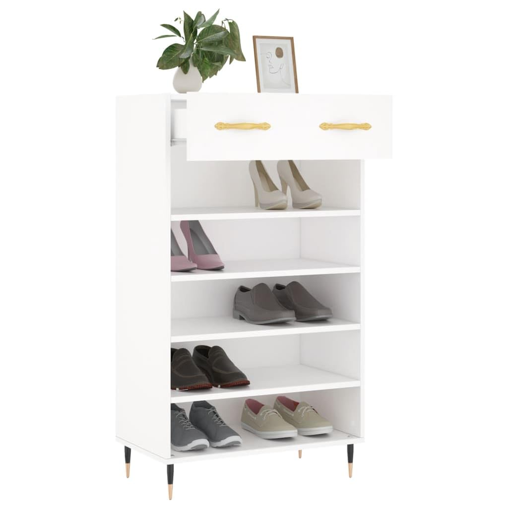 Szafa na buty biała 60 x 35 x 105 cm, drewno inżynieryjne z szufladą