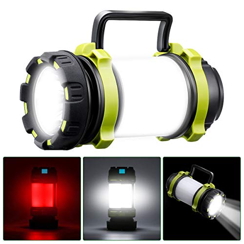 SGODDE Lampe de Camping LED Rechargeable, 1000 Lumens Ultra Puissante Lanterne Camping 6 Modes IPX5 Étanche pour la Pêche de Nuit, Chasse, Randonnée, Garage, Éclairage de Secours (Inclus Câble USB)