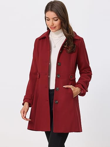 Image of Allegra K Women's Winter Classic Overcoat with Pockets Single Breasted Coat | Soft pea coat, Fully lined outerwear, Trendy, Fall office peacoat, Warm casual holiday everyday wear,