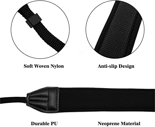 Edwee Camera Strap, Adjustable Anti-Slip Elastic Neoprene Shoulder Neck Strap For Most Canon Nikon Sony Dslr Cameras And Binoculars, Black #TOP4