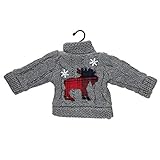 Northlight Ugly Sweater with Plaid Moose Christmas Ornament - 9' - Gray