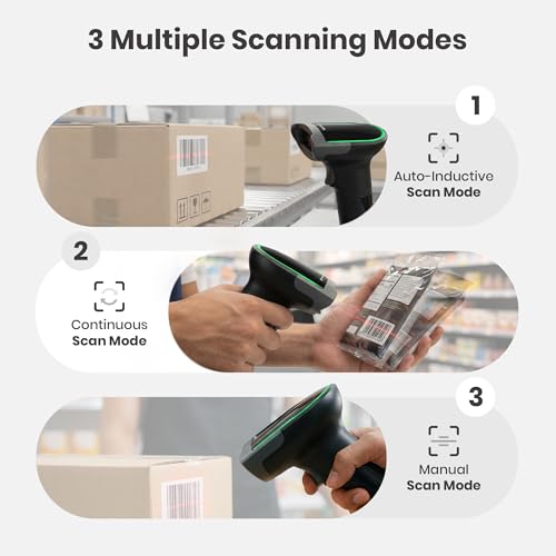 Image of LAPCARE 2D Wireless 2.4G+ Bluetooth Barcode Scanner BIS Approved, Handheld 2 D Type C Charging Barcode Reader Optical Laser High Speed for POS System Supermarket,Upto 50M Range,1400Mah Battery