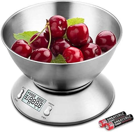 Electronic Kitchen Scales, Uten Kitchen Digital Scale with Detachable Stainless Steel Bowl 11lb/5kg, with Ambient Temperature Sensor and Cuisine Precision Kitchen Scales