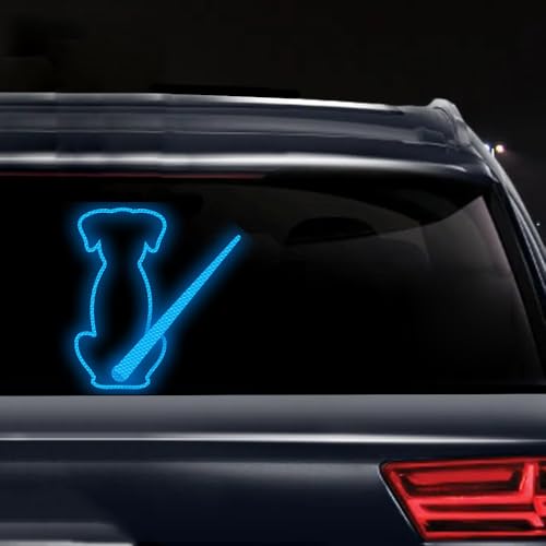 Iprokiu Reflektierender Hunde-Heckscheibenwischer-Aufkleber, wasserdicht, reflektierender Welpe, beweglicher Schwanz, winkender Wischer-Aufkleber für SUV, Auto-Dekor (blau)