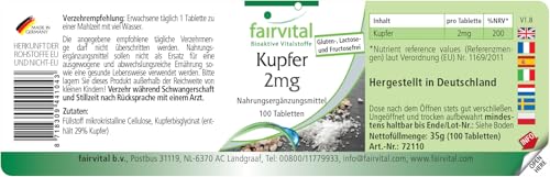 Kupfer Tabletten Fairvital 2mg – Nahrungsergänzungsmittel