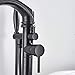 Rozin Black Bathtub Faucet with Shower Diverter Floor Mounted Bathroom Waterfall Spout Single Handle Tub Filler Faucet with Handheld Sprayer