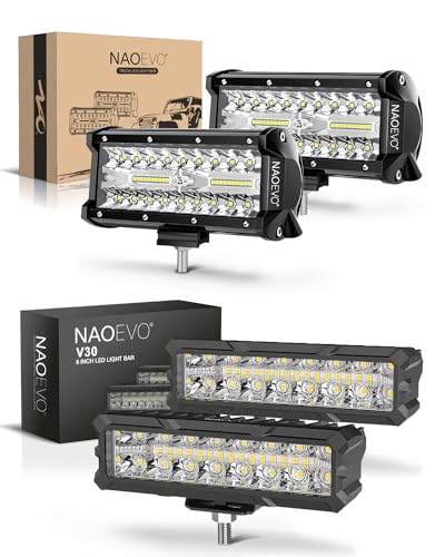 NAOEVO 7 inch LED Light Bar and NAOEVO 6 inch Led Light Bar Combo (White)