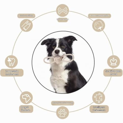 Bull Tiger Prestige 3 Stück Hundespielzeug Seil, Zerrspielzeug für Hunde aus Natürlicher Baumwolle, Interaktive Kauen Spielzeug mit Knoten Ball, Hundeseil Spielzeug für Mittelgroße Hunde kleine
