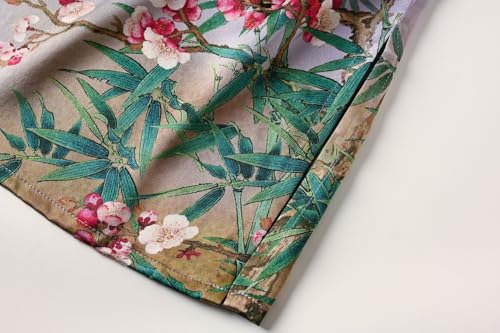 Image of Women's Silk Kimono Robe Short Bathrobe Nightgown 100% Mulberry Silk for Women - Classic Floral Pattern