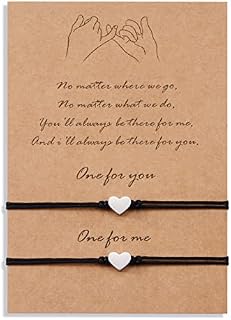 VU100 2Pcs Long Distance Couple Friendship Wish Bracelet Set with Pinky Promise Message Card Black/Red Strings for Men Women Teen Girls BFF Handmade Gifts