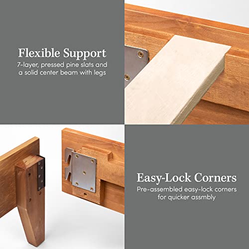 Wooden Twin Xl Platform Bed Frame (Almond) - No Box Spring Needed | Easy Assembly & Heavy Duty | Ideal Durable Twin Xl Bed, Twin Xl Bed Frame, Wood Platform Bed Frames, Twin Xl Bed Frame Wood #TOP2