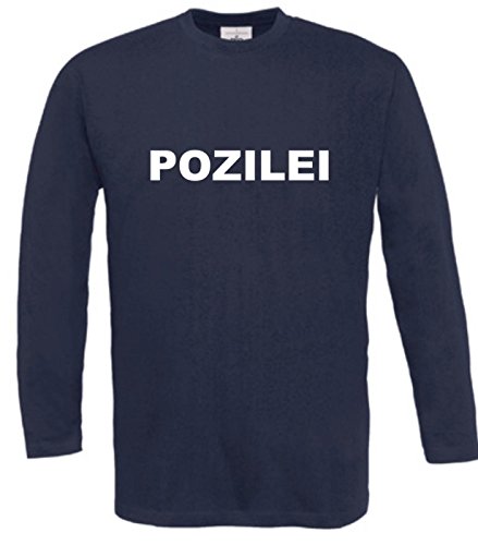 Spruchreif Langarm T-Shirt mit Druck POZILEI (Farbe Navyblau) (Größe XL) Cover