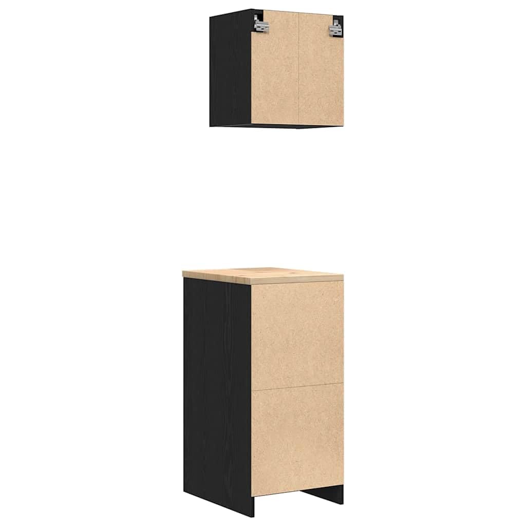 Générique Armoires de Garage 2 pcs Noir Bois d'ingénierie,Entreprise & Industrie,Stockage Industriel,Armoires industrielles,3328324