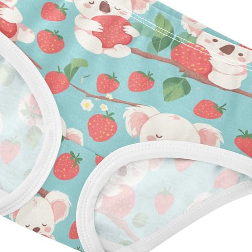 Wusikd Koala Bear Girls' Underwear Cotton Sleeping Strawberry Girls Briefs Soft Toddler Underwear 2T4