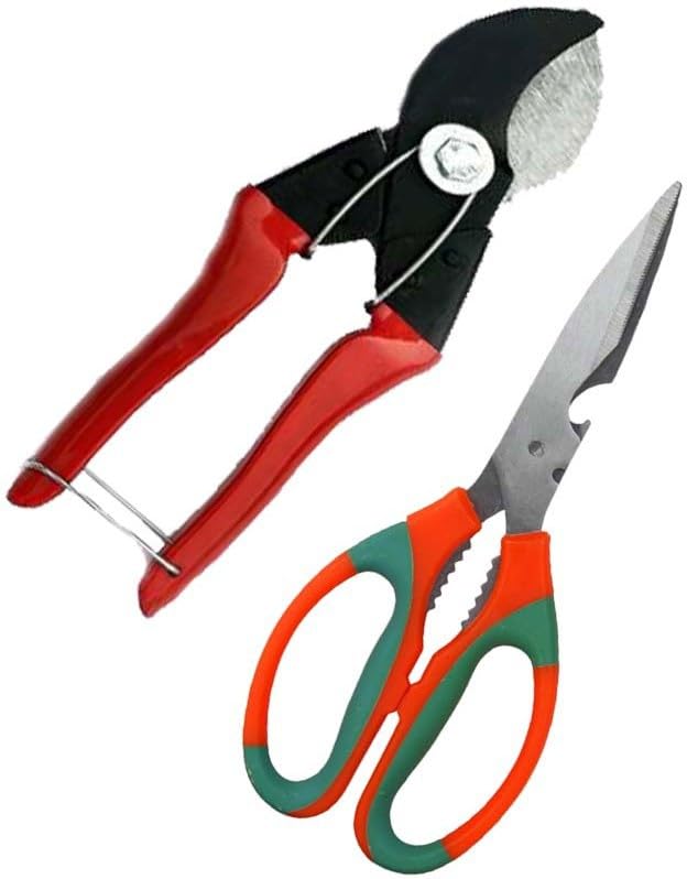 GROWTOP Gardening Tool Sets Pack of 2 pcs |Double Cut with Multipurposes Scissor for Garden & Kitchen |Garden Tool Kit (2 Tools)|Home Garden USE|TERRECE Garden USE|SCSSIOR|Double Cut|