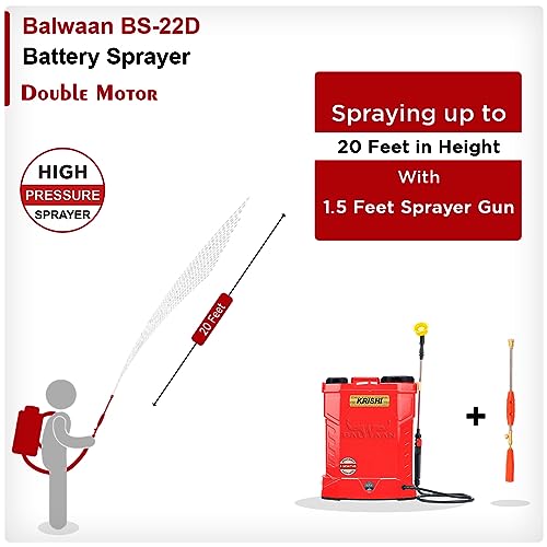 Balwaan Krishi BS-22D Battery Sprayer 12 Volts x 12 Ampere Double Motor | High Pressure up to 20 feet Spray | Knapsack Sprayer | 20 Litre Tank Capacity - Image 7