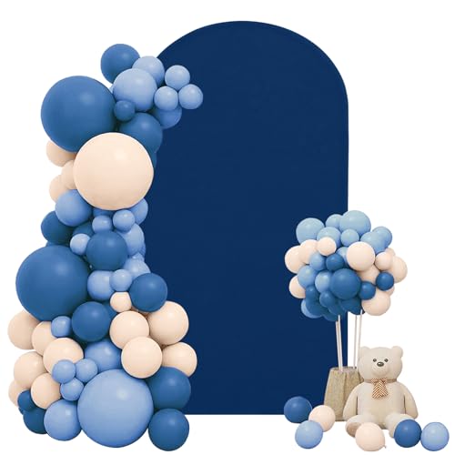7.2FT Wedding Arch Cover Stretchy Fitted Arch Cover Round Top Stand Covers Double-Side Chiara Cover Backdrop Cover for Wedding Birthday Party Ceremony Baby Shower Decoration(Navy Blue)