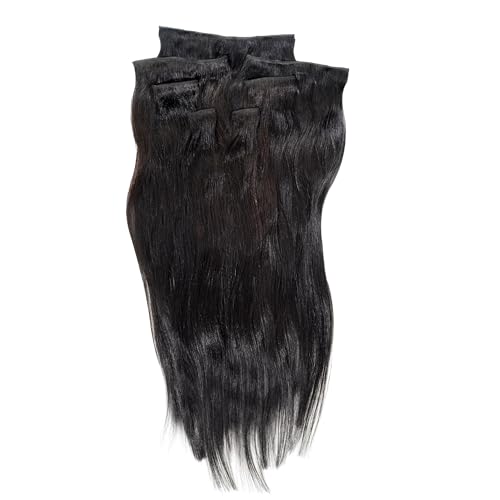 Image of 7-Piece Clip-In Remy Human Hair Set for Women - 100% Natural Hair Extensions Size 28 Inch