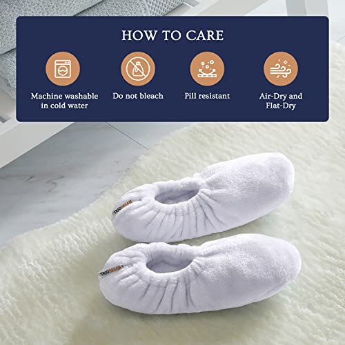 Triodream Velvet Plush Memory Foam Warm Slipper Socks For Women | Non-Slip One Size Fuzzy Socks For Women With Grippers | Ultra Plush And Cozy Warmth Collection (White) #TOP3