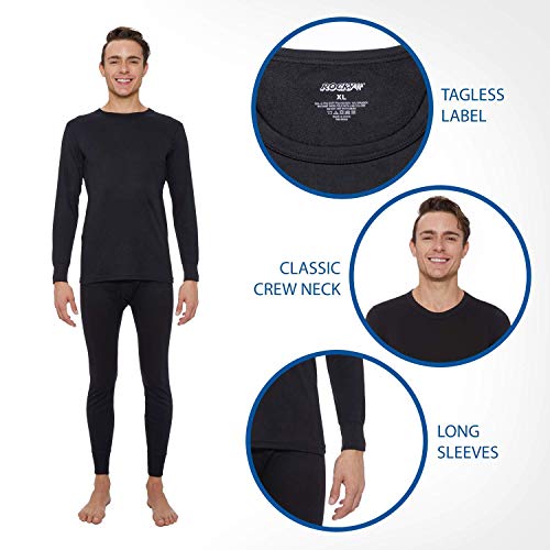 Rocky Thermal Underwear for Men Lightweight Cotton Knit Thermals Men's Base Layer Long John Set (Grey - Lightweight (Cotton) - Medium) - Thumbnail 5