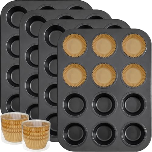 ATZNZIK 4 Pack Muffin Pan for Baking, Standard Cupcake Pan