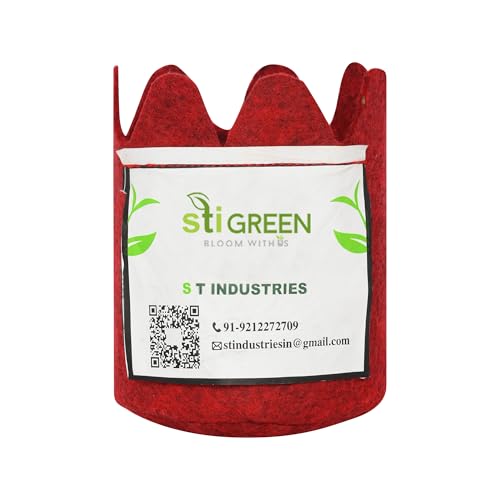 Image of Geo Fabric Grow Bags for Plants 4X5 Inch (Pack of 1) | 400 GSM Heavy Duty UV-Protected Round Maroon Colour Plant Bags for Terrace and Vegetable Gardening | Strong & Reusable|