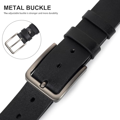 Mens Casual-Leather-Belt Classic-Adjustable Genuine-Leather Waist Strap Every Day Jeans Belts3